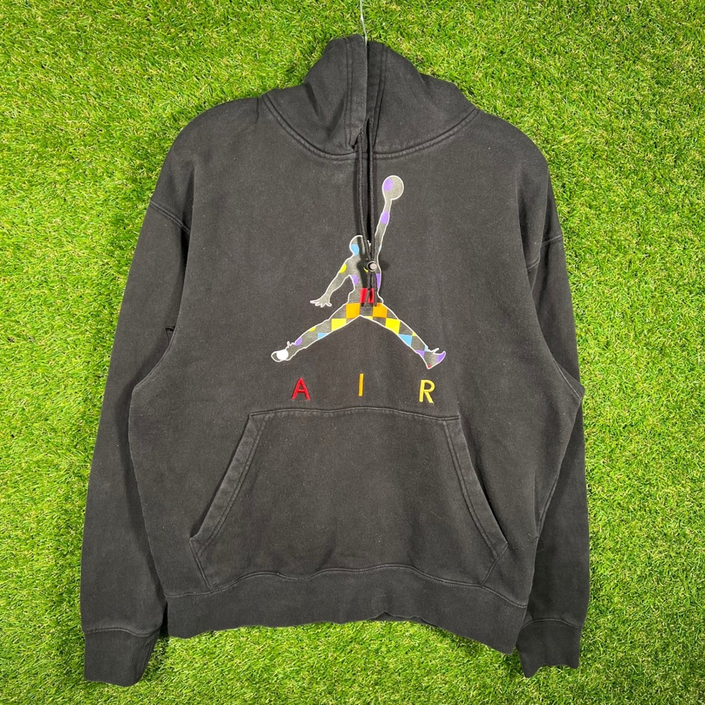 Jordan Brand Mens Large Black Jumpman Air Harlequin Graphic Pullover Hoodie